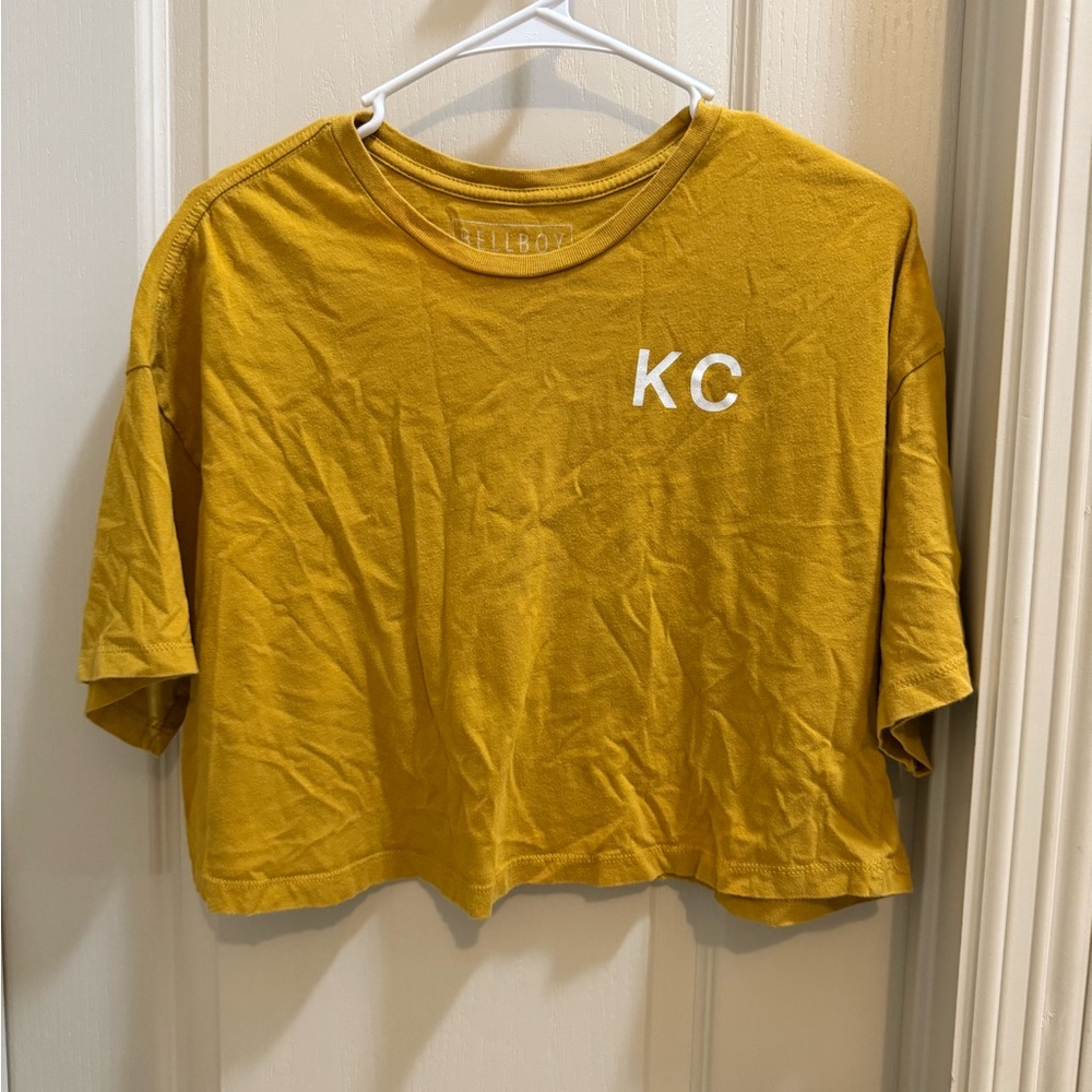 Yellow Boxy Crop T-Shirt with Short Sleeves